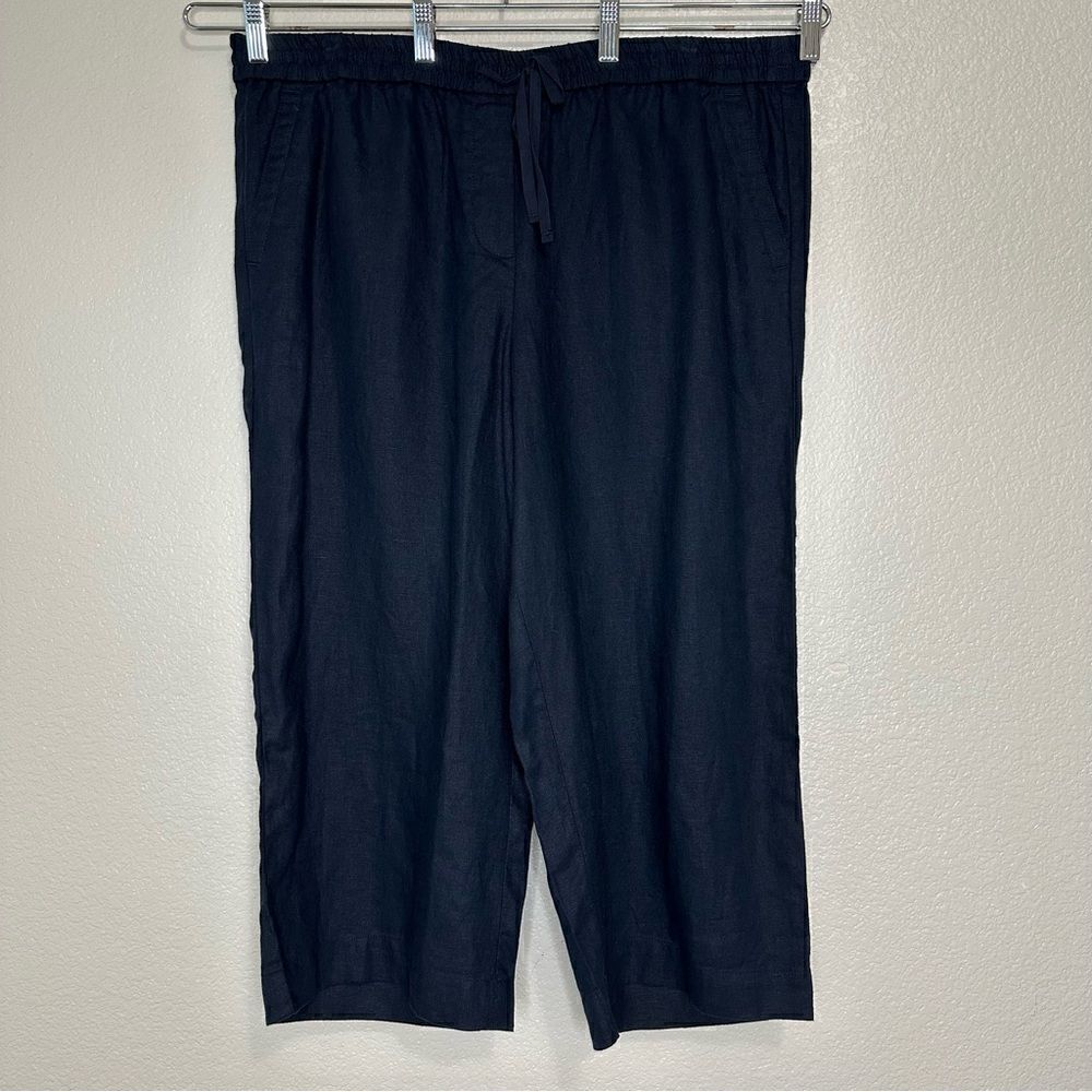 NWT Talbots 100% Linen Black Wide Leg Pants